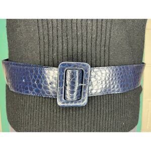 belt blue navy snakeskin pattern